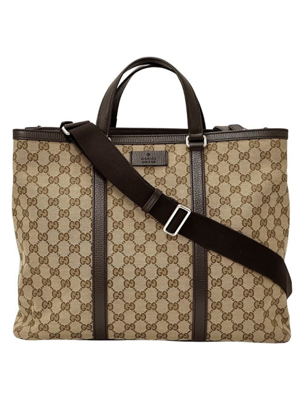 Gucci GG Canvas 2-Way Shoulder Bag Brown Beige A4 Business School Commuting